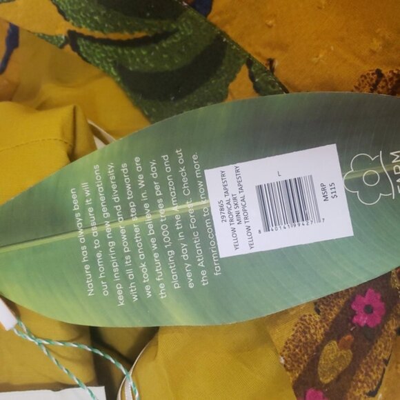 FARM Rio Tropical Tapestry Ruffle Miniskirt in Yellow SZ L NWT - Picture 7 of 8